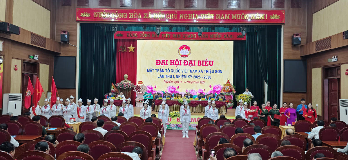 Đại hội Ủy ban MTTQ xã Triệu Sơn diễn ra trong không khí trang trọng. Ảnh: Nguyễn Chung.