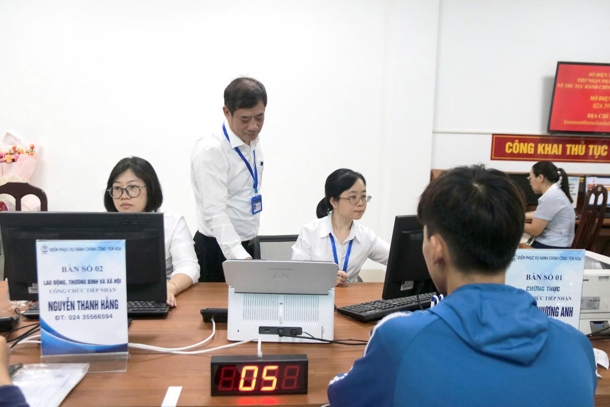 Điểm phục vụ hành chính công phường Yên Hòa, TP Hà Nội. Ảnh: Vũ Mạnh