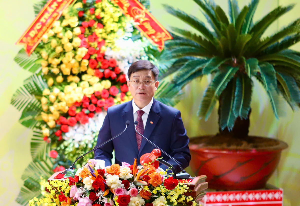 Ông Nguyễn Đình Trung, Ủy viên Trung ương Đảng, Bí thư Tỉnh ủy Đắk Lắk phát biểu. Ảnh: TA.