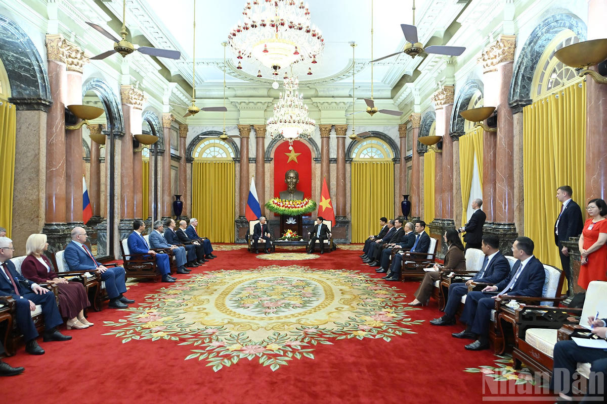 Quang cảnh buổi tiếp tại Phủ Chủ tịch.