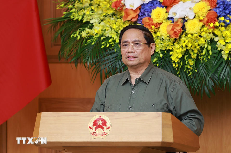 Thủ tướng Phạm Minh Chính chủ trì Phiên họp lần thứ 15 của Ban Chỉ đạo Quốc gia về chống khai thác hải sản bất hợp pháp. (Ảnh: Dương Giang/TTXVN)