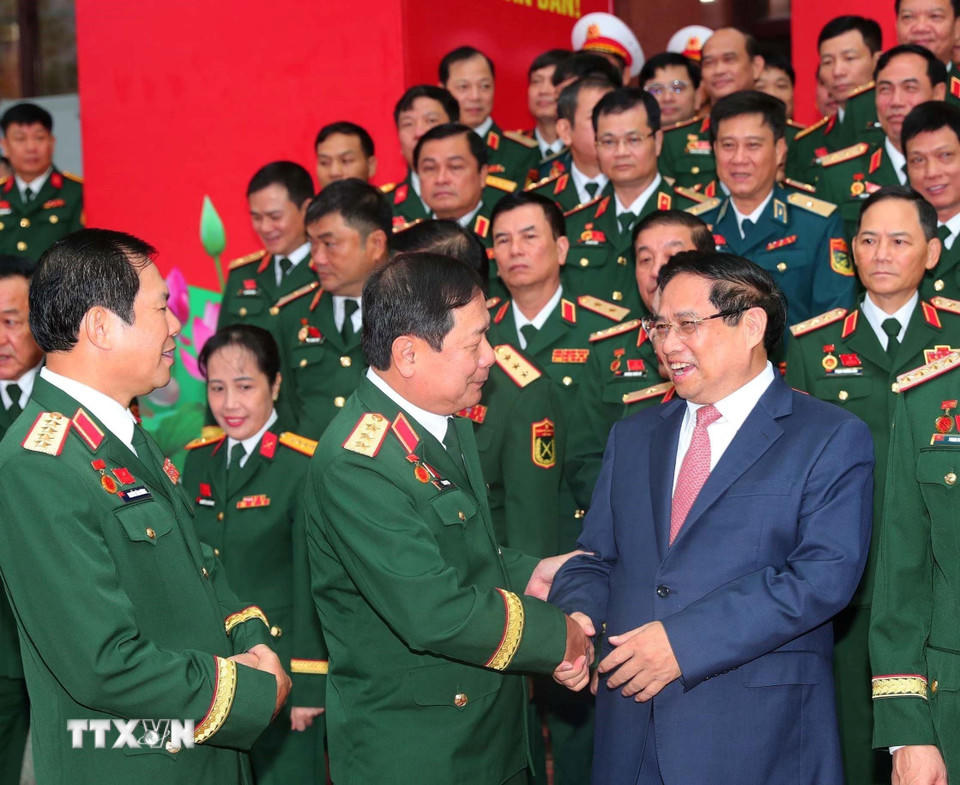 Thủ tướng Phạm Minh Chính với các đại biểu dự Đại hội. (Ảnh: Trọng Đức/TTXVN)