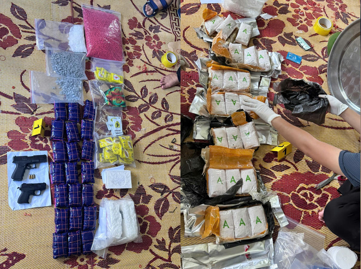 Tang vật chuyên án với gần 14 kg ma túy các loại bị thu giữ.