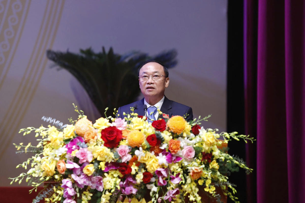 Tân bí thư Tỉnh ủy Gia Lai Thái Đại Ngọc phát biểu nhận nhiệm vụ tại Đại hội. Ảnh: Đình Sang.