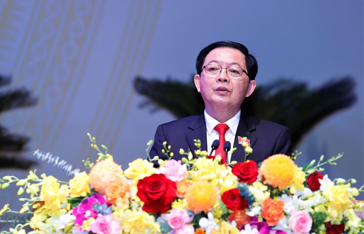 Ông Hồ Quốc Dũng, Bí thư Tỉnh ủy Gia Lai phát biểu khai mạc
Đại hội. Ảnh: Đình Sang.