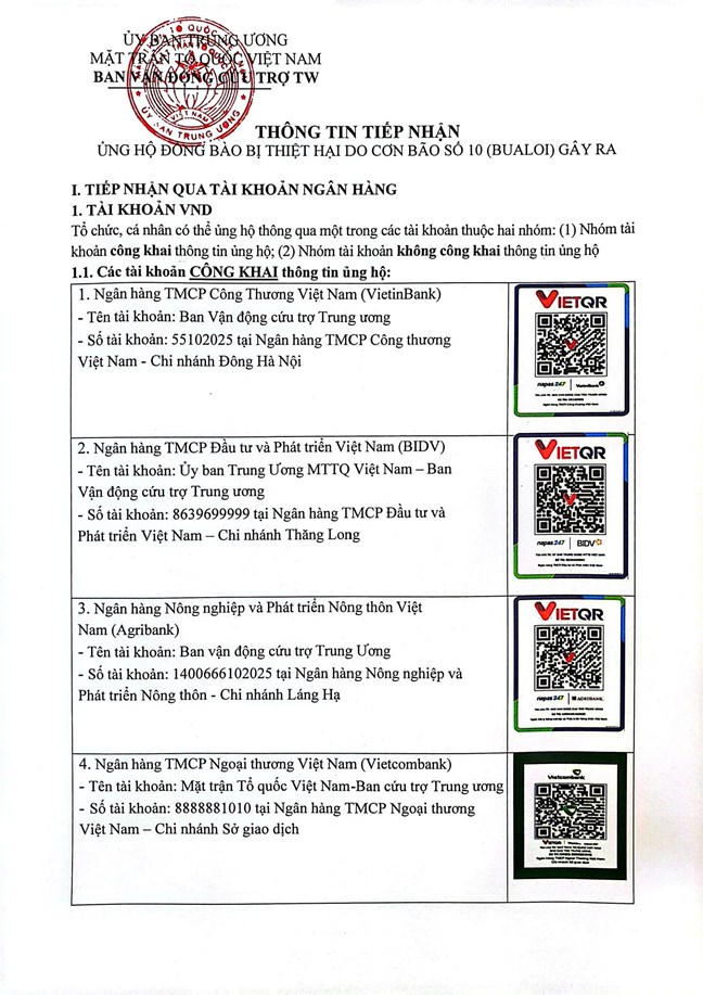 Hơn 729 tỷ đồng ủng hộ đồng bào khắc phục hậu quả bão số 10