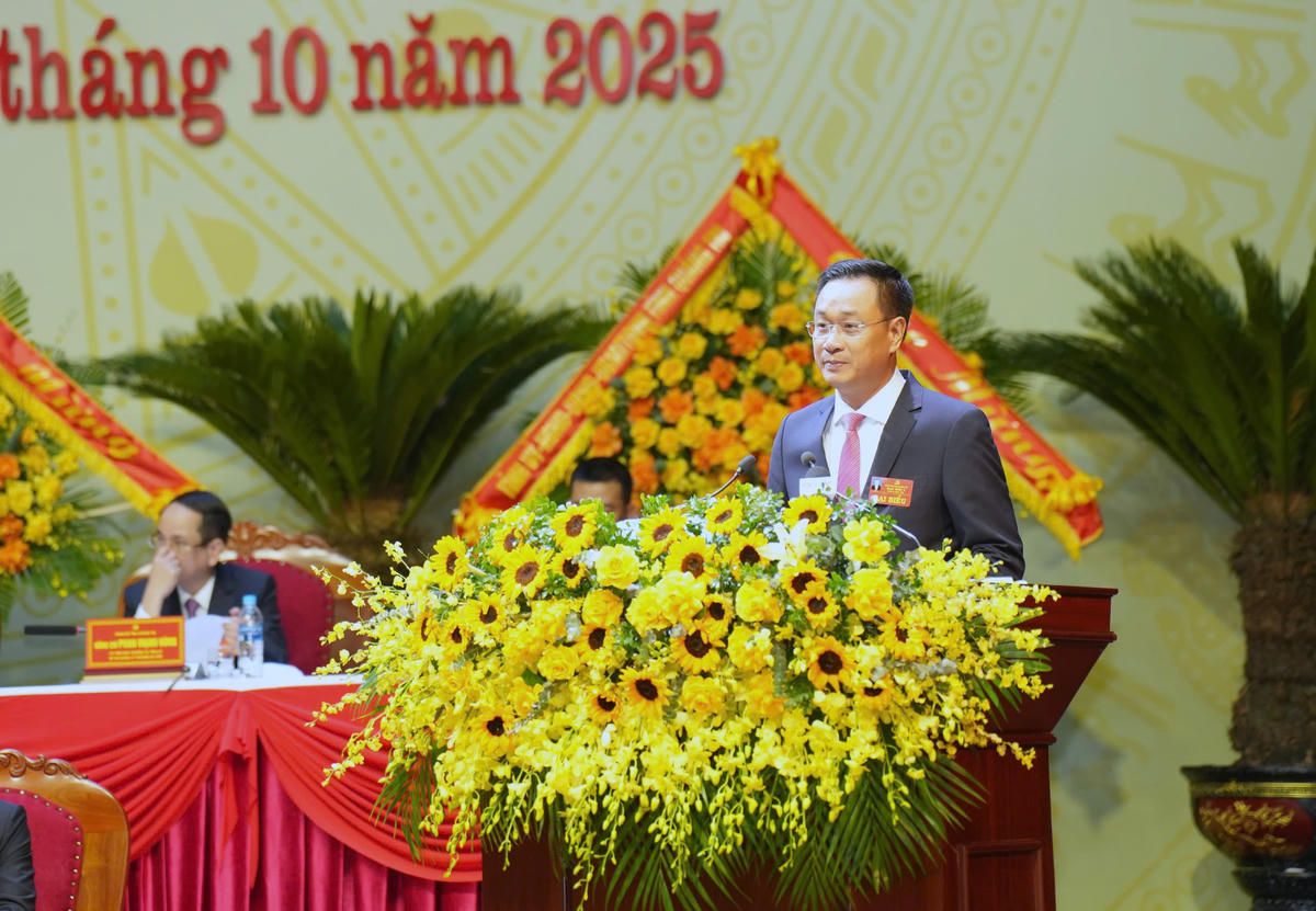 Ông Lê Ngọc Quang, Bí thư Tỉnh ủy Quảng Trị phát biểu tại Đại
hội. Ảnh: BTC.