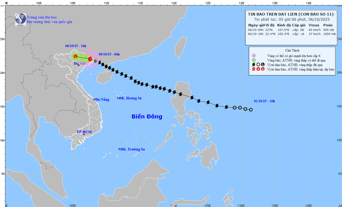 Nguồn: Trung tâm Dự báo khí tượng Thủy văn Quốc gia.