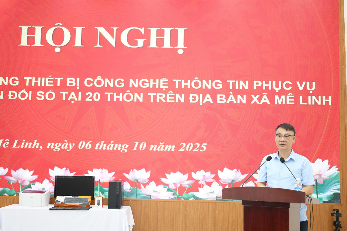 Ông Nguyễn Anh Tuấn – Bí thư Đảng ủy xã Mê Linh phát biểu cảm ơn.