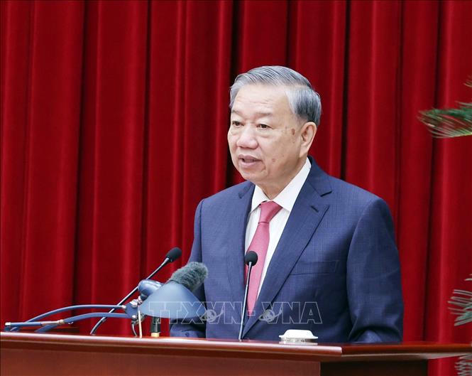 Tổng Bí thư Tô Lâm phát biểu bế mạc Hội nghị Trung ương lần thứ 13 (Ảnh: TTXVN)