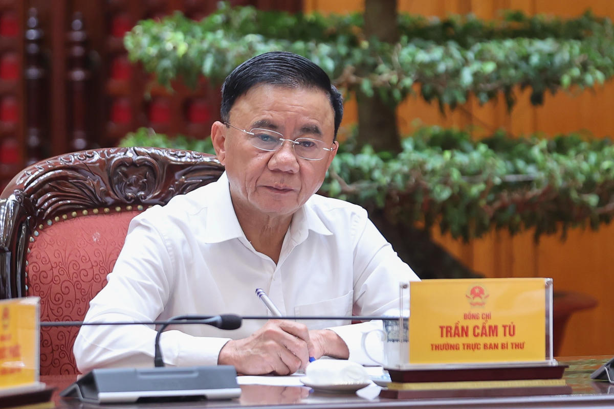 Thường trực Ban Bí thư Trần Cẩm Tú phát biểu tại cuộc họp. Ảnh: Nhật Bắc.