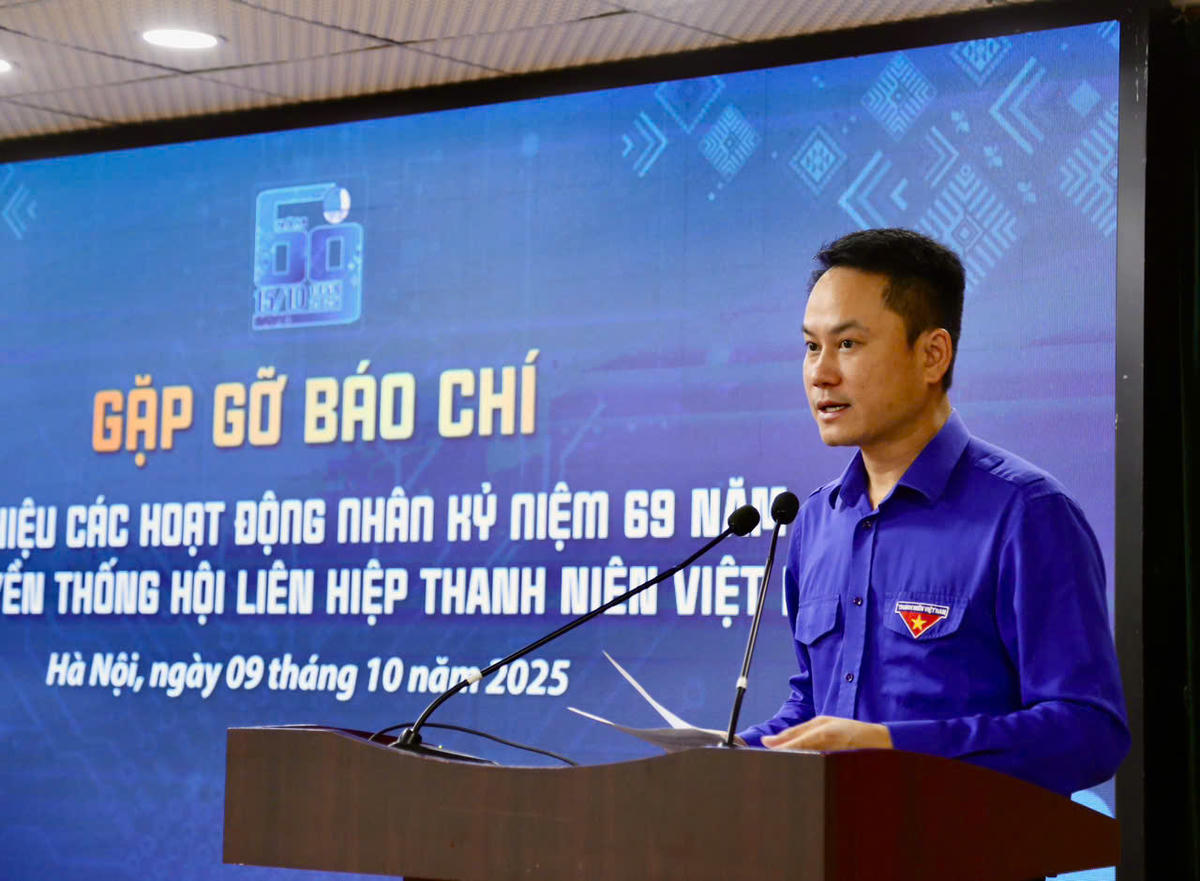 Phó Chủ tịch Thường trực Trung ương Hội Liên hiệp Thanh niên Việt Nam Nguyễn Kim Quy phát biểu tại chương trình. Ảnh: Lâm Hải