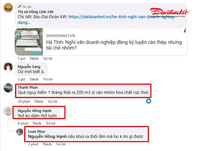 Sau khi Báo Đại đoàn kết có bài phản ánh, dư luận bày tỏ ý kiến trên mạng xã hội. Ảnh: HN.