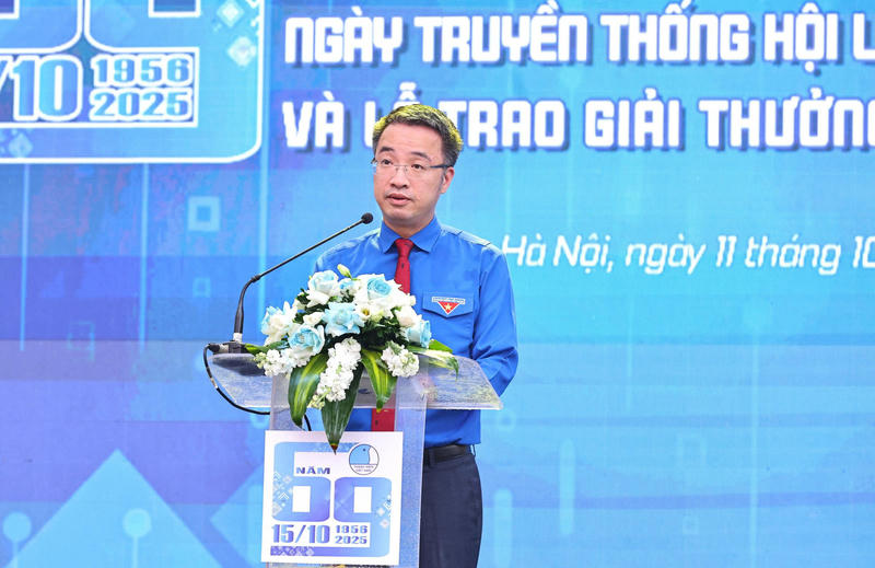 Ông Nguyễn Tường Lâm, Bí thư Ban Chấp hành Trung ương Đoàn, Chủ tịch Trung ương Hội Liên hiệp thanh niên Việt Nam phát biểu tại lễ kỷ niệm. Ảnh: P.V