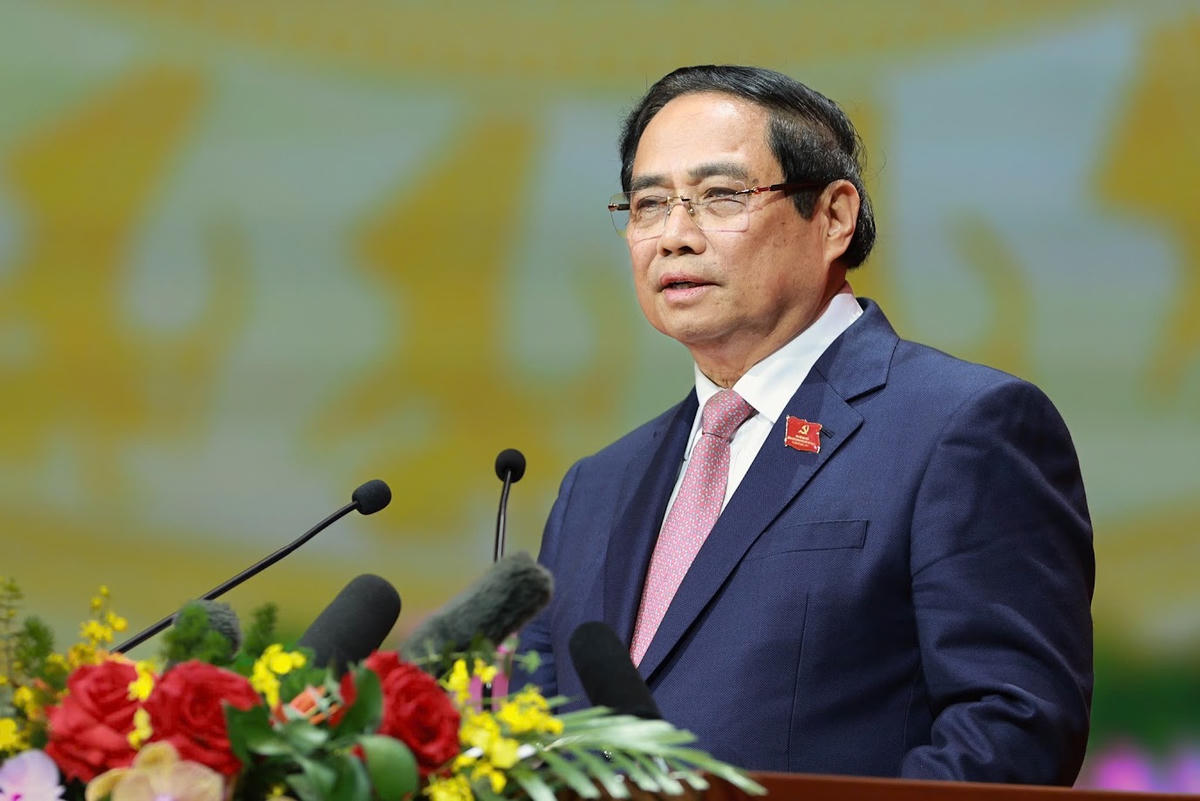 &nbsp;Ủy viên Bộ Chính trị, Bí thư Đảng ủy Chính phủ, Thủ tướng Chính phủ Phạm Minh Chính phát biểu bế mạc Đại hội - Ảnh: VGP/Nhật Bắc.