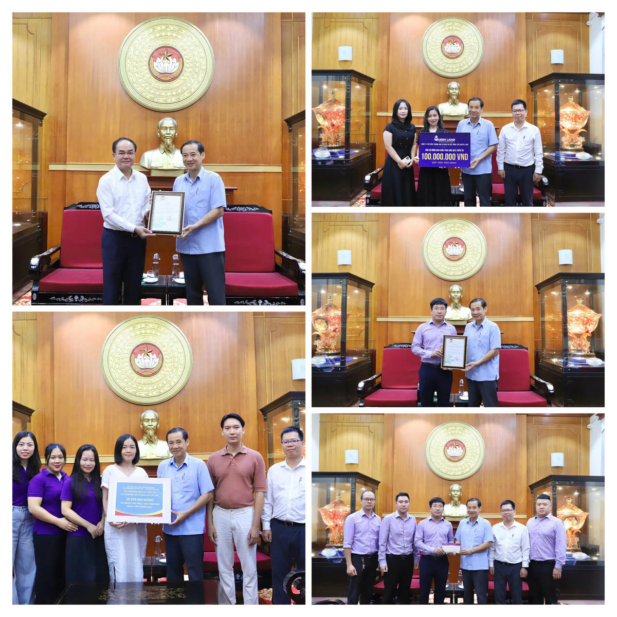 Ông Nguyễn Thái Học, Phó Bí thư Đảng ủy MTTQ và các đoàn thể Trung ương tiếp nhận ủng hộ và trao Thư cảm ơn của Chủ tịch UBTƯ MTTQ Việt Nam Đỗ Văn Chiến tới các tổ chức, cá nhân ủng hộ đồng bào bị ảnh hưởng bởi thiên tai, bão lũ.  