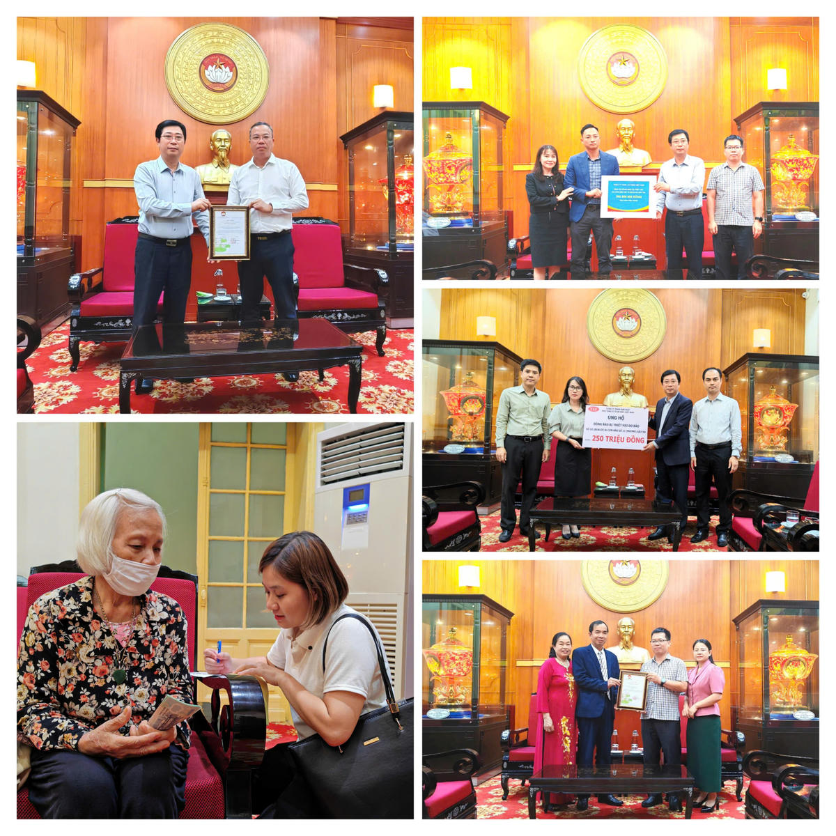 UBTƯ MTTQ Việt Nam tiếp nhận ủng hộ và trao Thư cảm ơn của Chủ tịch UBTƯ MTTQ Việt Nam Đỗ Văn Chiến tới các tổ chức, cá nhân ủng hộ đồng bào bị ảnh hưởng bởi thiên tai, bão lũ. Ảnh: Văn Hoa