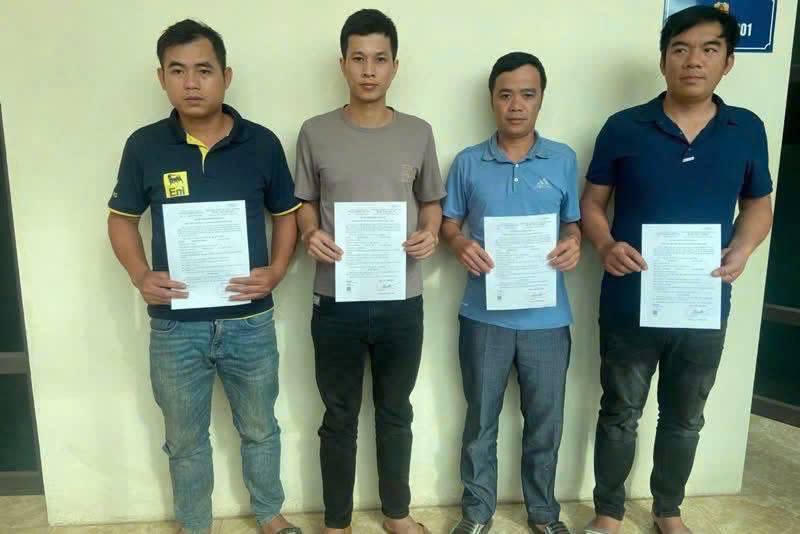 Các đối tượng tại Cơ quan điều tra. Ảnh: CAT Lào Cai.