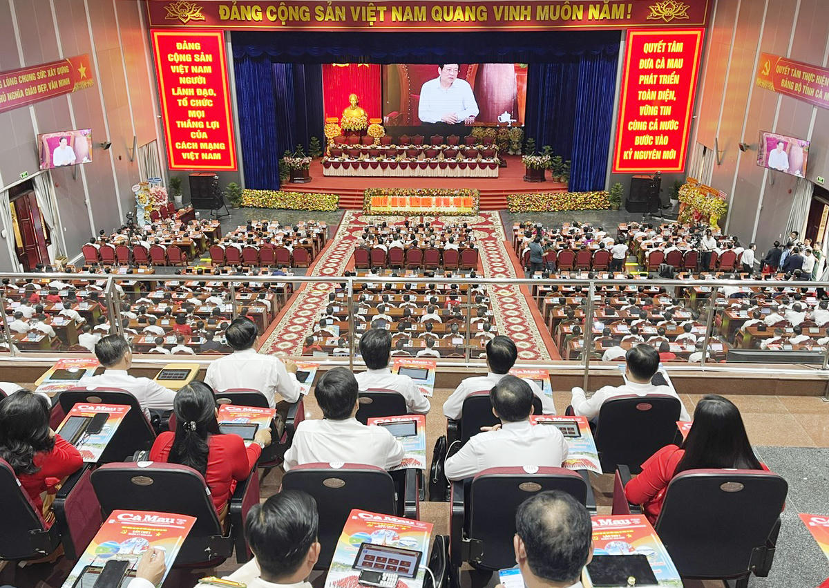 Quang cảnh Đại hội đại biểu Đảng bộ tỉnh Cà Mau lần thứ I, nhiệm kỳ 2025-2030. Ảnh Trung Kiên. 