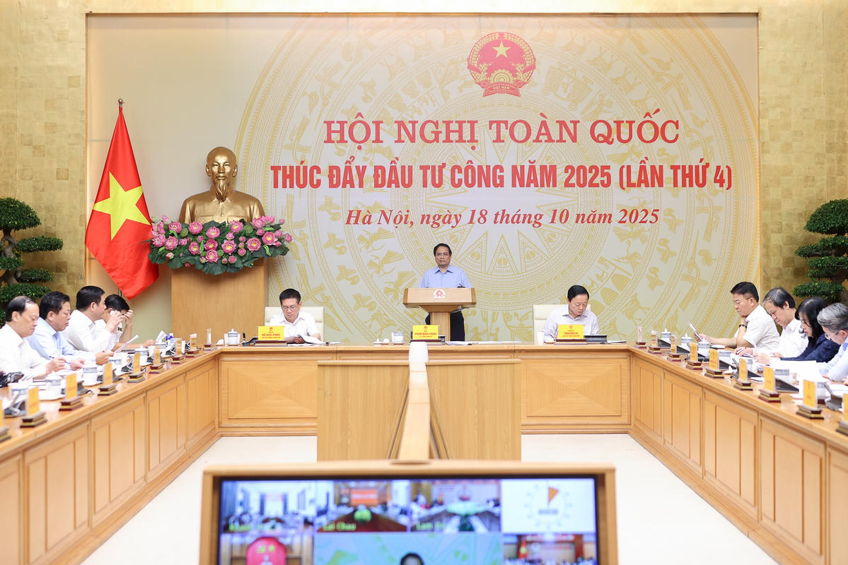 Hội nghị toàn quốc thúc đẩy đầu tư công lần thứ 4 năm 2025 - Ảnh: VGP/Nhật Bắc.