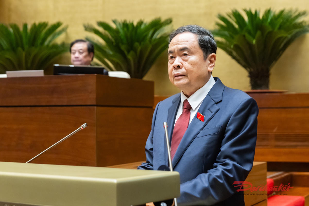 Chủ tịch Quốc hội Trần Thanh Mẫn phát biểu khai mạc Kỳ họp thứ 10. Ảnh: Quang Vinh.