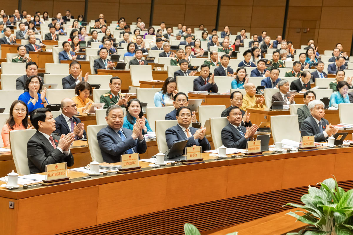 Các vị lãnh đạo Đảng, Nhà nước, MTTQ Việt Nam và các đại biểu Quốc hội tại Kỳ họp thứ 10. Ảnh: Quang Vinh