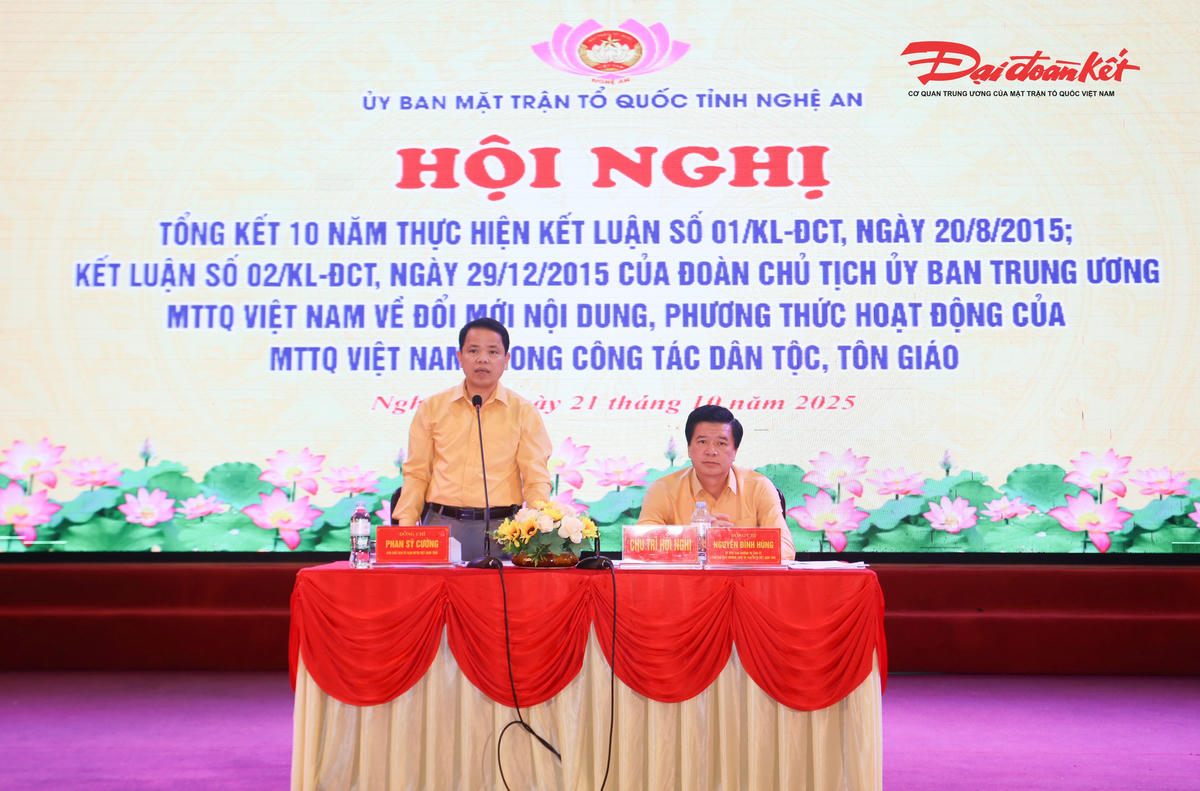 Đại diện lãnh đạo Uỷ ban MTTQ tỉnh Nghệ An chủ trì hội nghị. Ảnh: ĐB.
