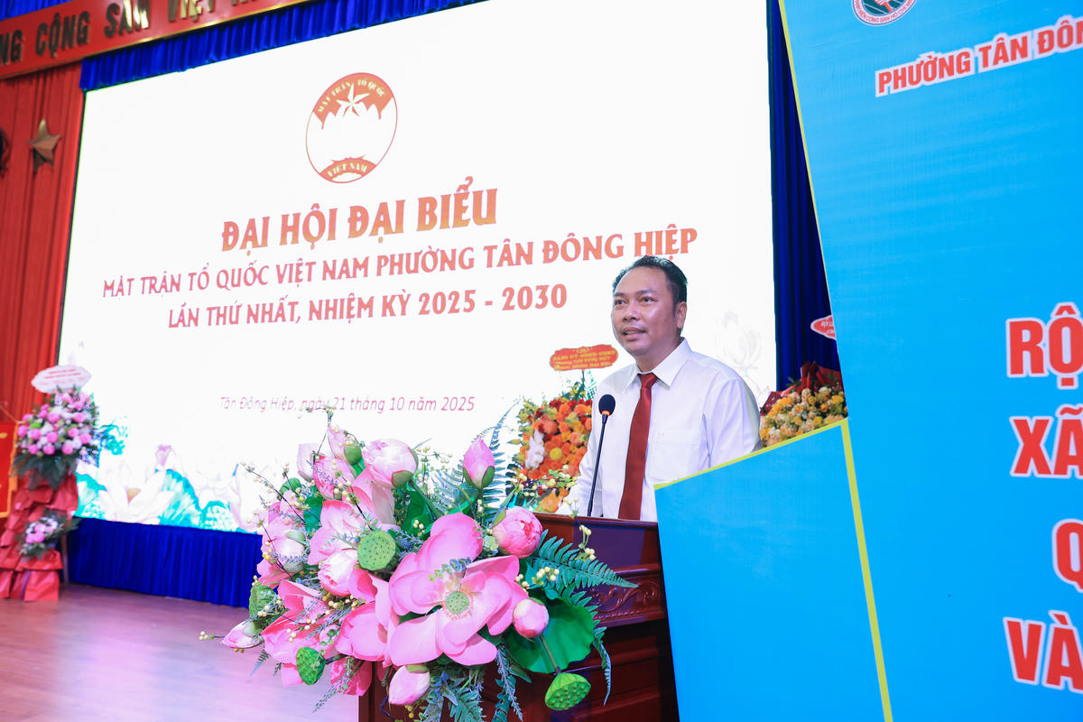 Ông Phạm Chiến Thắng được đại hội tín nhiệm hiệp thương giữ chức Chủ tịch Ủy ban Mặt trận tổ quốc Việt Nam phường nhiệm kỳ 2025 – 2030. Ảnh: BTC.