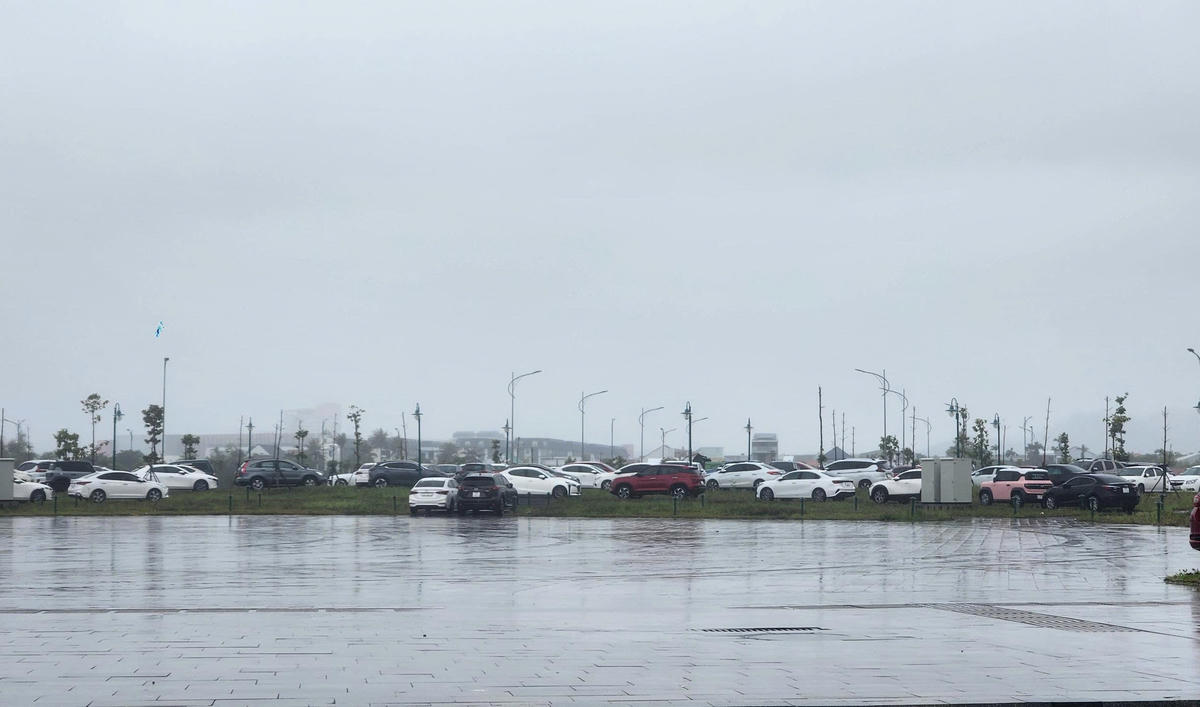 Người dân đưa ô tô lên khu vực cao để tránh lũ. Ảnh: N.D.