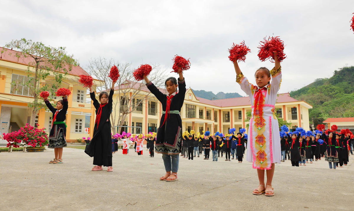 Học sinh Trường Phổ thông dân tộc bán trú Tiểu học Tri Phú (tỉnh Tuyên Quang). Ảnh: Thanh Tùng