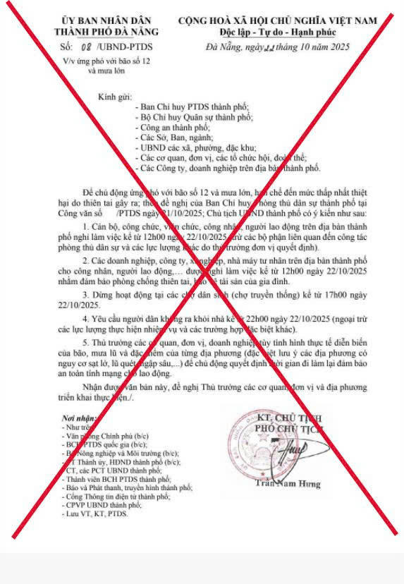 Nội dung văn bản giả mạo. Ảnh: CV.