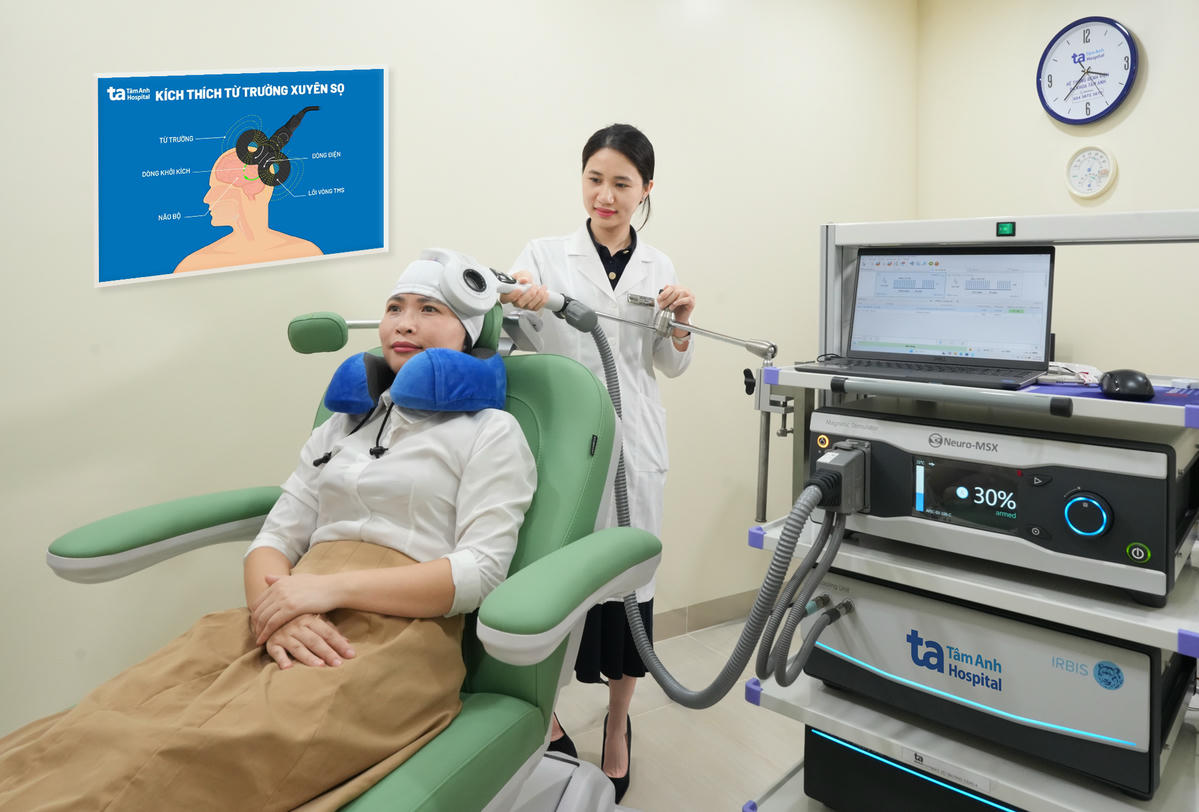 Công nghệ Neuro-MSX (Nga) - “bước tiến mới” trong điều trị các rối loạn thần kinh, nay đã có mặt tại Tâm Anh Cầu Giấy, mang đến hy vọng hồi phục cho người bệnh đau đầu, mất ngủ, rối loạn lo âu… . Ảnh: BVĐK Tâm Anh