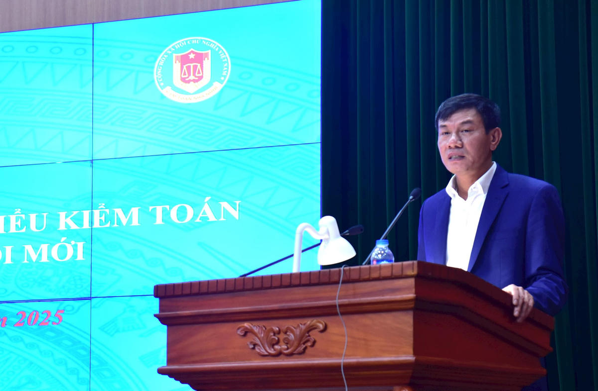 Phó Tổng Kiểm toán nhà nước Doãn Anh Thơ phát biểu tại tọa đàm. Ảnh: T.A