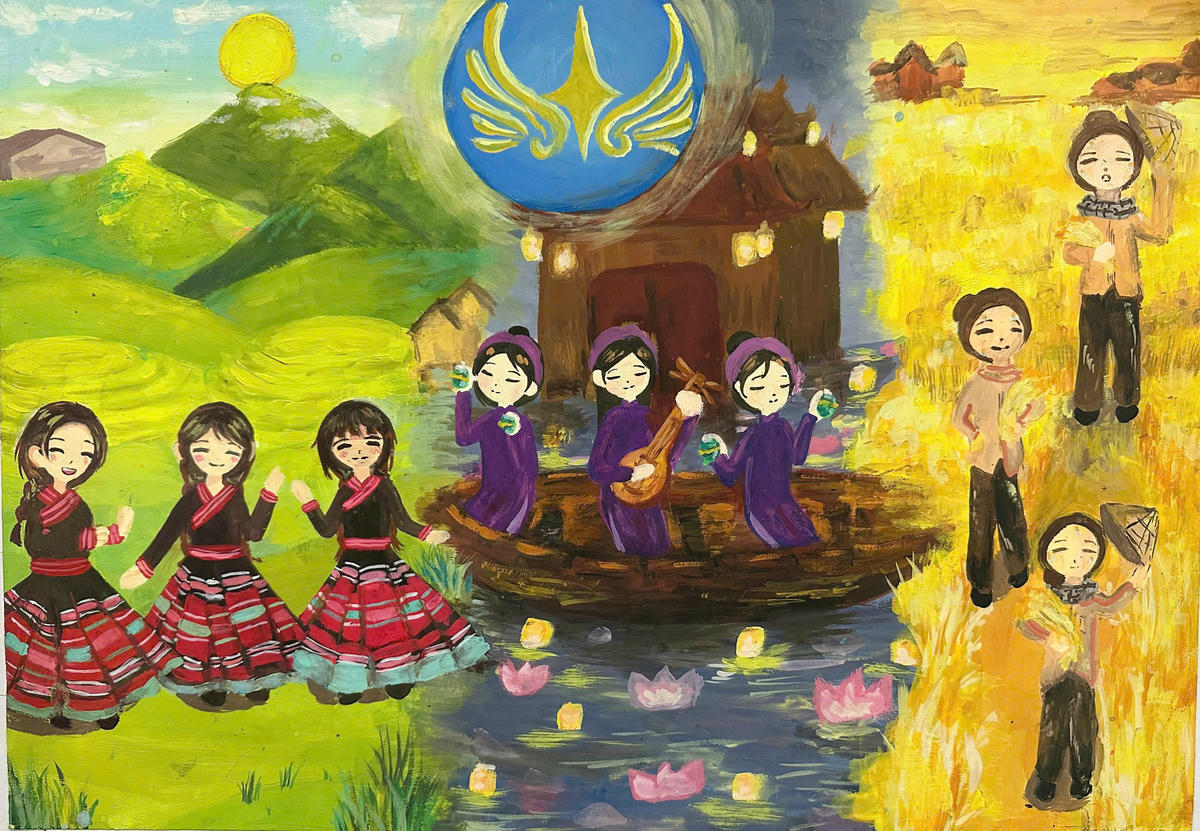 Việt Nam trong mắt em là điệu múa, là nụ cười, là sắc vàng mùa gặt.