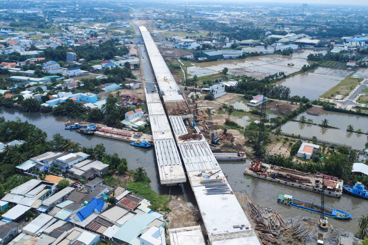 Các nhánh đường kết nối của trục Vành đai 3 TP Hồ Chí Minh tại nút Mỹ Yên. Ảnh: Đ.Xá.