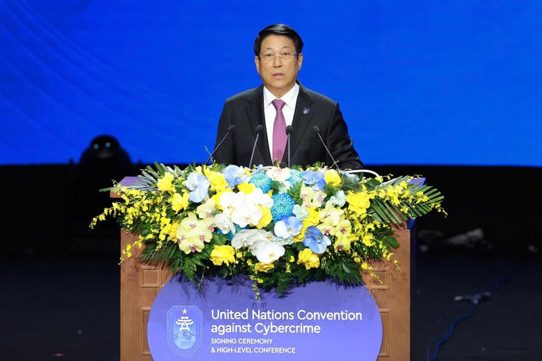 Chủ tịch nước Lương Cường phát biểu. Ảnh VGP/Hải Minh.