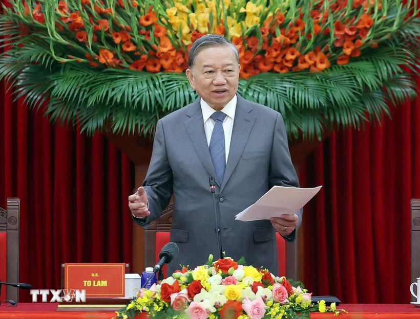 Tổng Bí thư Tô Lâm phát biểu. (Ảnh: Thống Nhất/TTXVN).