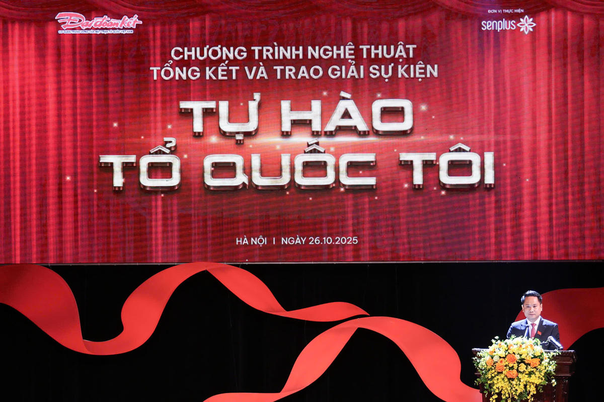 Tổng Biên tập Báo Đại đoàn kết Trương Thành Trung phát biểu tại chương trình. Ảnh: Quang Vinh.