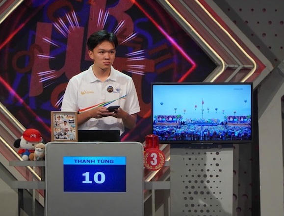 Đoàn Thanh Tùng, Trường THPT chuyên Lê Quý Đôn, về nhì chung kết Đường lên đỉnh Olympia năm 2025. (ảnh CTV)