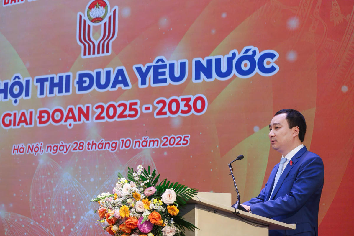 Ông Vũ Văn Tiến, Trưởng Ban Tuyên giáo Cơ quan UBTƯ MTTQ Việt Nam phát biểu tại Đại hội. Ảnh: Quang Vinh.