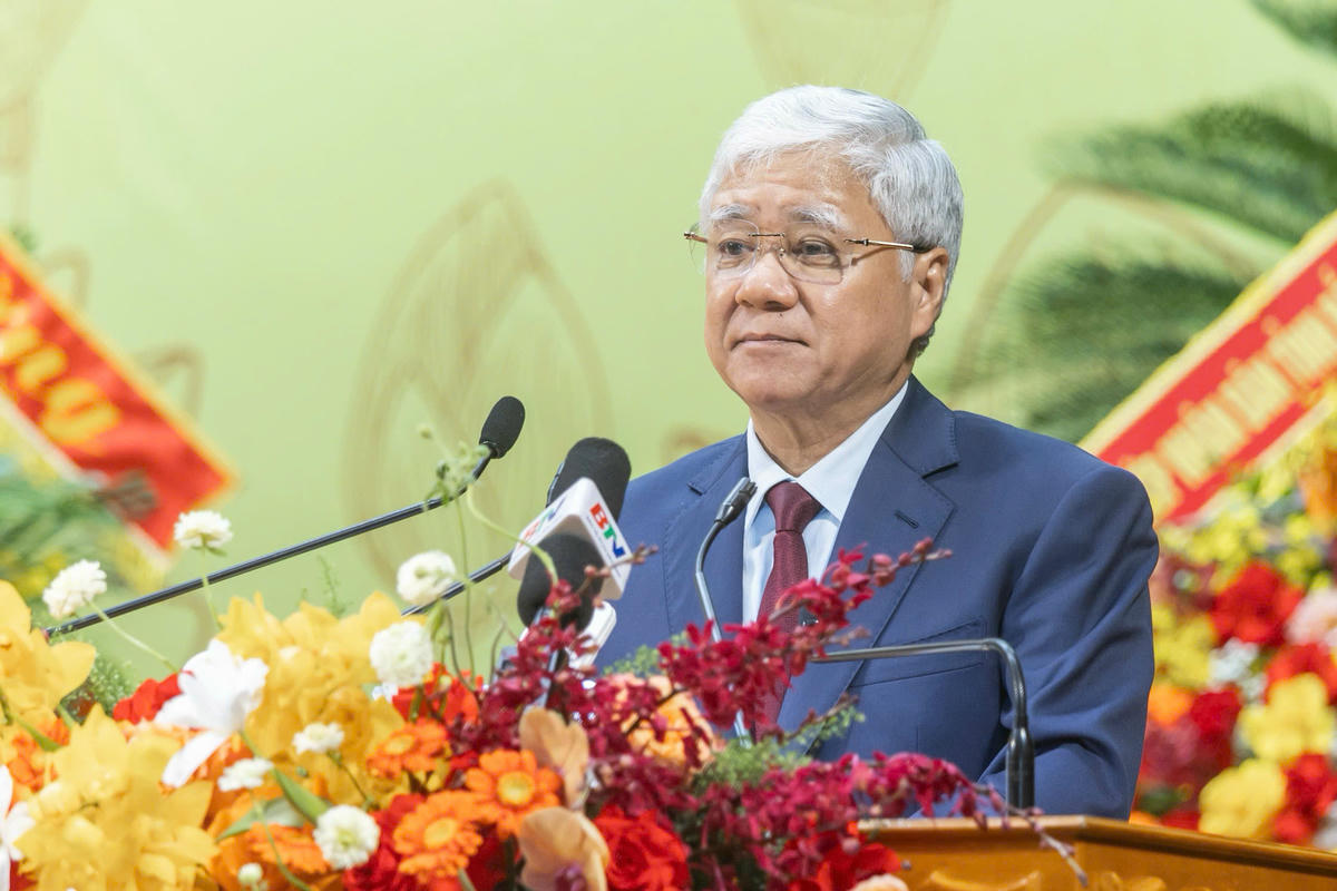 Chủ tịch UBTƯ MTTQ Việt Nam Đỗ Văn Chiến phát biểu tại Đại hội. Ảnh: Quang Vinh.