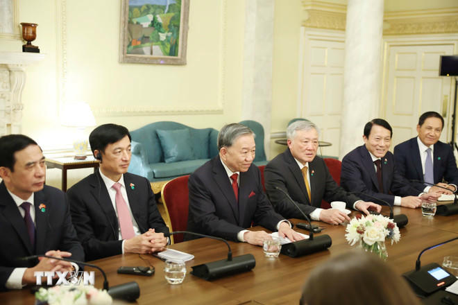 Tổng Bí thư Tô Lâm phát biểu tại cuộc hội đàm. (Ảnh: Thống Nhất/TTXVN)