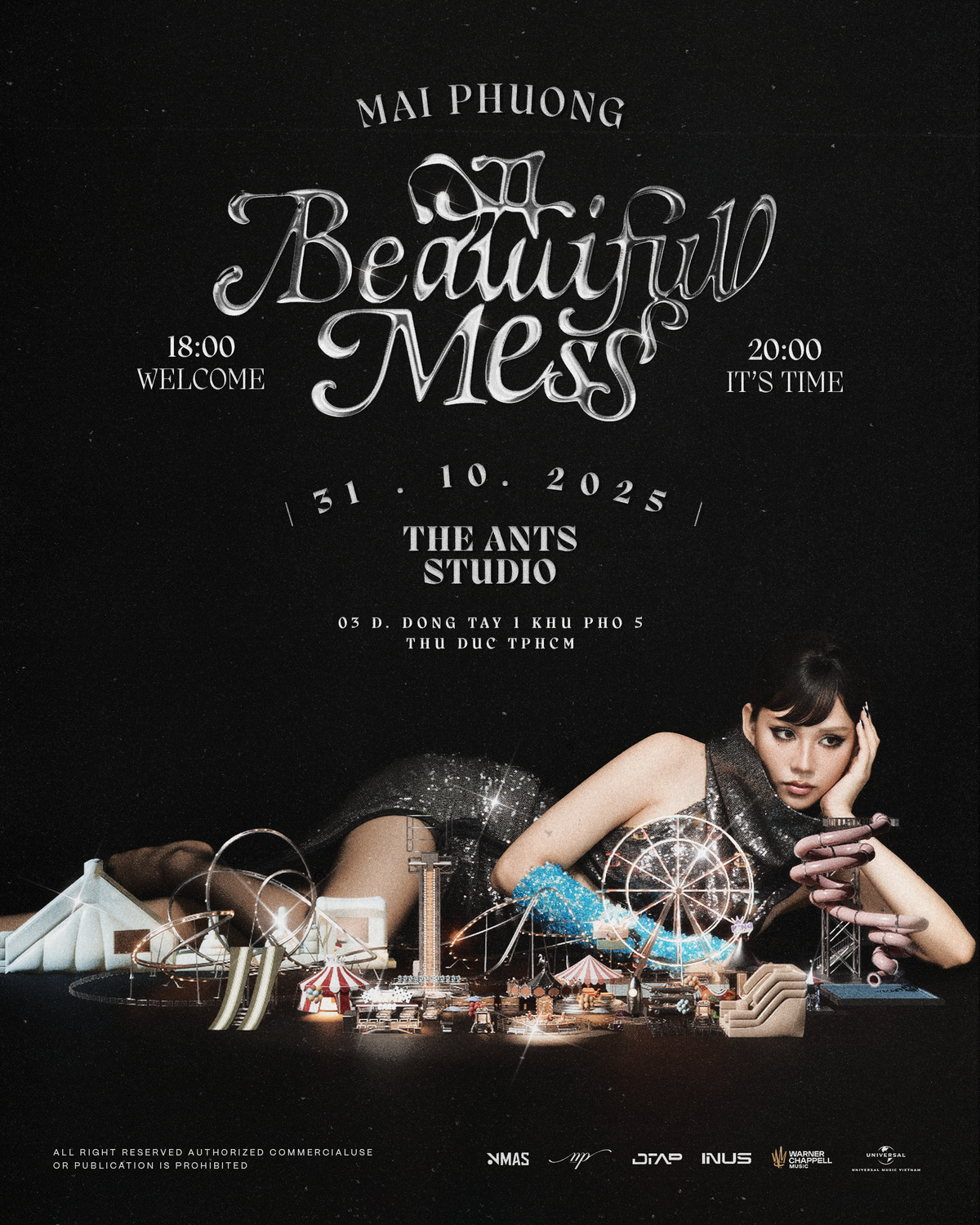 Thông tin ra mắt Album “A Beautifull mess” của hoa hậu Mai Phương vào tối 31/10/2025. Album  bao gồm: 01. First Face; 02. Queenergy; 03. Gown And Sneakers; 04. Mỹ Miêu; 05. Imperfect; 06. Corset; 07. 99.MP3 (Interlude); 08. Đầu Xù Ướt Gối; 09. Moonwalk; 10. No More No More; 11. Vedette.