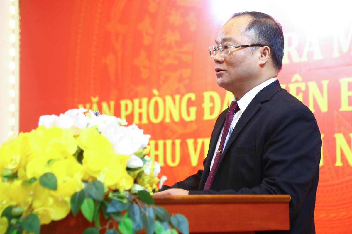 Phó Tổng Biên tập Báo Đại đoàn kết Nguyễn Đăng Khang phát biểu khai mạc buổi lễ. Ảnh: Lê Khánh.