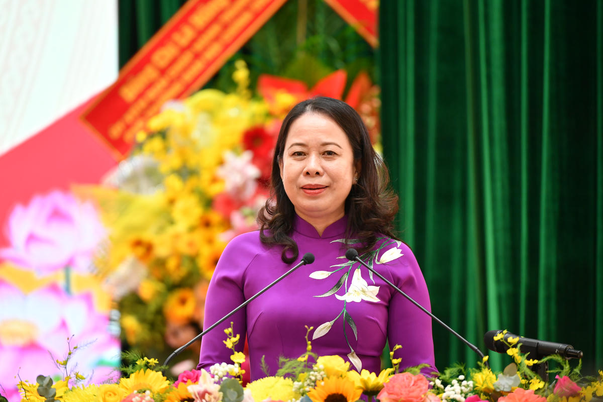Phó Chủ tịch nước Võ Thị Ánh Xuân phát biểu tại Đại hội. (Ảnh: Phương Vũ)