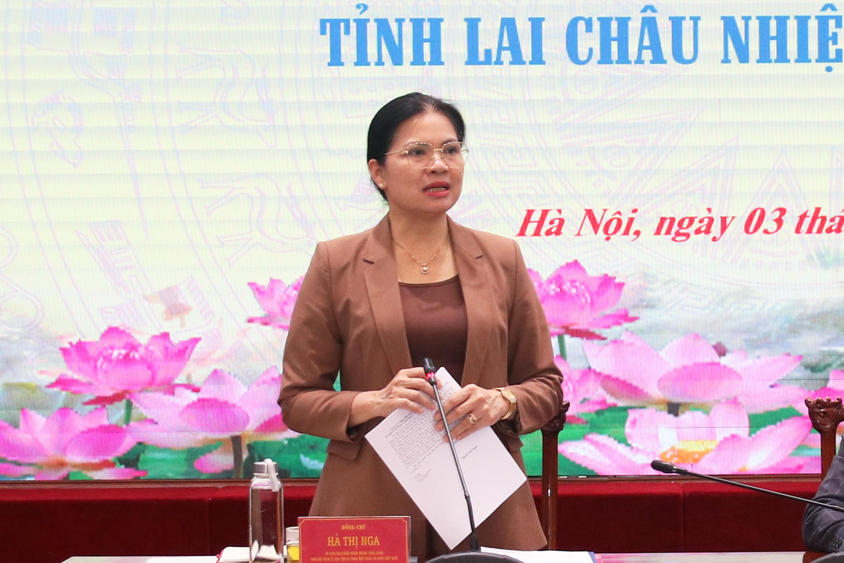 Phó Chủ tịch Hà Thị Nga phát biểu tại cuộc làm việc. Ảnh: Tiến Đạt.