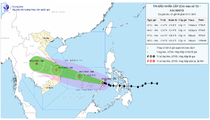 Nguồn: Trung tâm Dự báo Khí tượng Thủy văn Quốc gia.