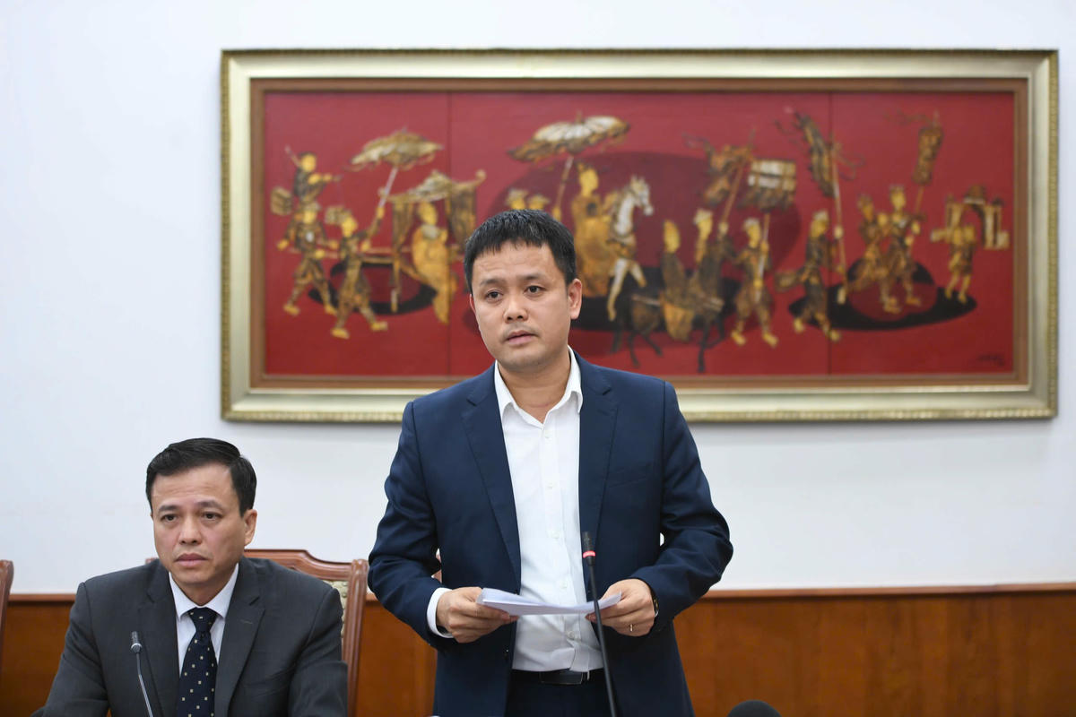 Ông Đặng Trần Cường - Cục trưởng Cục Điện ảnh - Trưởng Bàn Tổ chức LHP thông tin về các hoạt động LHP. Ảnh: Phạm Sỹ.