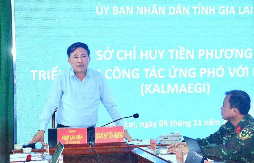 Ông Phạm Anh Tuấn, Chủ tịch UBND tỉnh Gia Lai phát biểu chỉ đạo tại cuộc họp. Ảnh: CV.