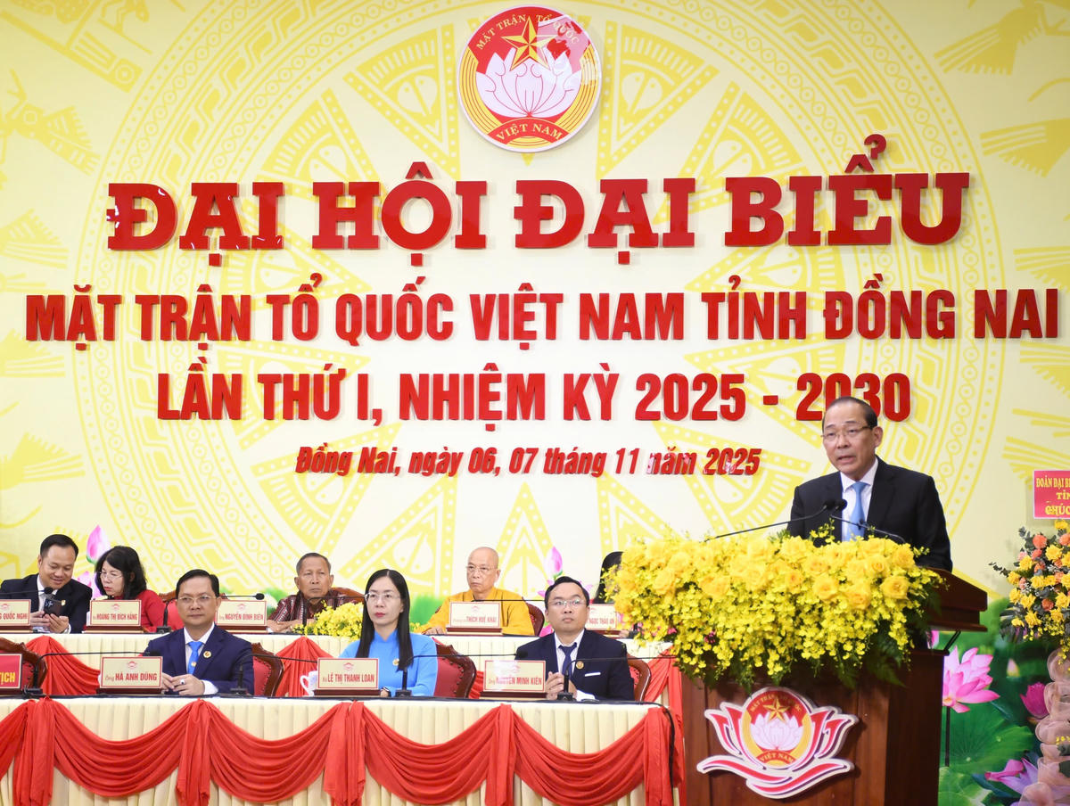 Ông Hoàng Công Thủy - Phó Chủ tịch UBTƯ MTTQ Việt Nam phát biểu chỉ đạo tại Đại hội. Ảnh: N.T